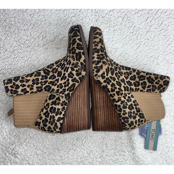TOMS Sadie Leopard-Cheetah Round Toe Bootie Casual Boots Ankle Mid Heel - sz 7.5 - Picture 10 of 12